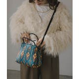 ブルー | 【2WAY】柄 ニット ハンド/ショルダーバッグ | 210nouve