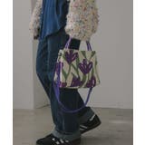 パープル | 【2WAY】柄 ニット ハンド/ショルダーバッグ | 210nouve