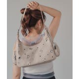 ベージュ | アイレット デザイン サイドポケット ショルダーバッグ | 210nouve