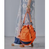 オレンジ | フロントポケット ナイロン 巾着バッグ | 210nouve