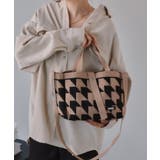 ベージュ | 千鳥柄 2Way ニット バッグ | 210nouve