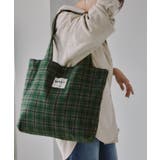グリーン | 起毛 チェック柄 トートバッグ | 210nouve