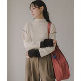 アイボリー | ハイネック バイカラー 配色 リブニット | 210nouve