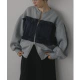 グレー | 異素材 レイヤード Wジップ カーディガン | 210nouve