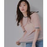 ピンク | バイカラー シアー Tシャツ | 210nouve
