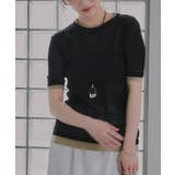 ブラック | バイカラー シアー Tシャツ | 210nouve