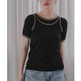 ブラック | 【タンクセット】バイカラー レイヤード 半袖 Tシャツ | 210nouve