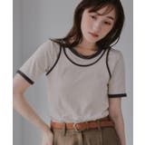 アイボリー | 【タンクセット】バイカラー レイヤード 半袖 Tシャツ | 210nouve