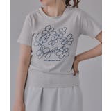 オートミール | フラワー 刺繍 Tシャツ | 210nouve