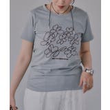 ミント | フラワー 刺繍 Tシャツ | 210nouve