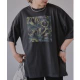 ブラック | フワラー アート オーバーサイズ Tシャツ | 210nouve