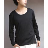 ブラック | Uネック長袖Tシャツ メンズ ロングTシャツ ロンT インナー  | 8（eight） 