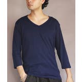 ネイビー | Vネック７分袖Tシャツ メンズ Ｔシャツ ７分袖 Vネック T/Cフライス | 8（eight） 