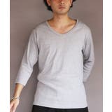 グレー | Vネック７分袖Tシャツ メンズ Ｔシャツ ７分袖 Vネック T/Cフライス | 8（eight） 