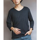 チャコール | Vネック７分袖Tシャツ メンズ Ｔシャツ ７分袖 Vネック T/Cフライス | 8（eight） 