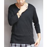 ブラック | Uネック７分袖Tシャツ メンズ Tシャツ ７分袖 Uネック T/Cフライス | 8（eight） 