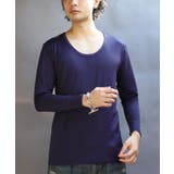 ネイビー | ストレッチUネックロンT メンズ Tシャツ 裏起毛 ユニセックス | 8(eight)