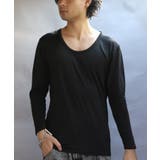 ブラック | ストレッチUネックロンT メンズ Tシャツ 裏起毛 ユニセックス | 8(eight)