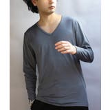チャコール | ストレッチVネックロンT メンズ Tシャツ ロング 裏起毛 | 8(eight)