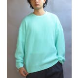 ネオンブルー | ニットセーター メンズ セーター クルーネック 畦編み 蛍光  | 8（eight） 