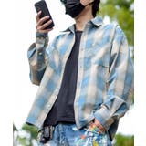 ブルー | オンブレチェックシャツ メンズ シャツ 長袖 アメカジ ストリート  | 8（eight） 