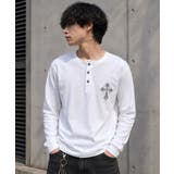 ホワイト | ヘンリーネックTシャツ メンズ Tシャツ ライトストーン ロンT | 8(eight)