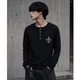 ブラック2 | ヘンリーネックTシャツ メンズ Tシャツ ライトストーン ロンT | 8(eight)