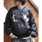 花魁狐面ブラック×ブラック | スカジャン メンズ ジャケット サテン 刺繍 アウター | 8(eight)