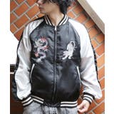 龍虎ブラック×シルバー | スカジャン メンズ ジャケット サテン 刺繍 アウター | 8(eight)