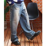 ブルー | ダブルニーフリンジ加工デニムパンツ メンズ レディース デニム | 8（eight） 