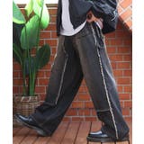ブラック | ダブルニーフリンジ加工デニムパンツ メンズ レディース デニム | 8（eight） 