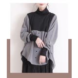 バイカラーの異素材がカッコいいタートルネックのドルマンシャツ。レディース ファッ… | Sawa a la mode | 詳細画像10 