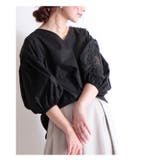 花刺繍レースのぽわん袖トップス ブラック ブラウス | Sawa a la mode | 詳細画像4