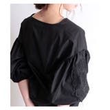 花刺繍レースのぽわん袖トップス ブラック ブラウス | Sawa a la mode | 詳細画像6