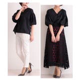 花刺繍レースのぽわん袖トップス ブラック ブラウス | Sawa a la mode | 詳細画像12
