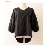 花刺繍レースのぽわん袖トップス ブラック ブラウス | Sawa a la mode | 詳細画像13