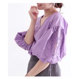 花刺繍レースのぽわん袖トップス ブラック ブラウス | Sawa a la mode | 詳細画像27