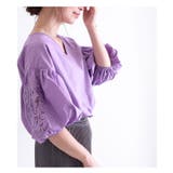 花刺繍レースのぽわん袖トップス ブラック ブラウス | Sawa a la mode | 詳細画像32