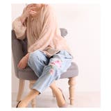 鮮やかな花刺繍付きストレートデニムパンツ。レディース ファッション パンツ | Sawa a la mode | 詳細画像6 