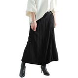 巻きスカート風ゆったりロングパンツ。レディース ファッション パンツ 