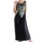 ブラック | エスニック模様のマキシワンピース レディース ワンピース | Sawa a la mode