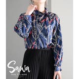 大人の上品スカーフ柄リボンブラウス レディース トップス | Sawa a la mode | 詳細画像1 