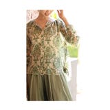 ナチュラルグリーンのダマスク柄シャツブラウス レディース ファッション | Sawa a la mode | 詳細画像11 