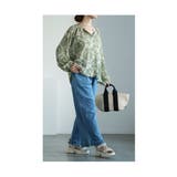 ナチュラルグリーンのダマスク柄シャツブラウス レディース ファッション | Sawa a la mode | 詳細画像14 