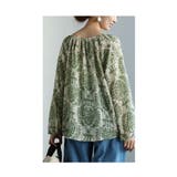 ナチュラルグリーンのダマスク柄シャツブラウス レディース ファッション | Sawa a la mode | 詳細画像15 