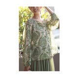 ナチュラルグリーンのダマスク柄シャツブラウス レディース ファッション | Sawa a la mode | 詳細画像17 