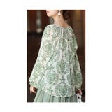 ナチュラルグリーンのダマスク柄シャツブラウス レディース ファッション | Sawa a la mode | 詳細画像18 