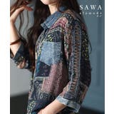 ブラック | こだわりを詰め込んだパッチワーク異素材シャツ レディース ファッション | Sawa a la mode