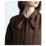 ボウタイリボン付き2wayフロッキーストライプブラウス レディース ファッション | Sawa a la mode | 詳細画像6 