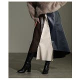 切替バイカラーのモードなアシンメトリーレザースカート レディース ファッション | Sawa a la mode | 詳細画像15 